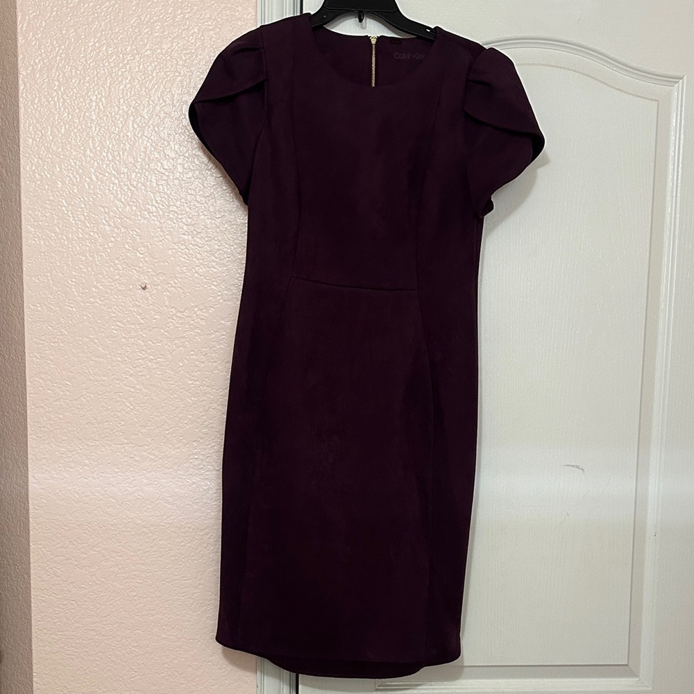 Calvin Klein Deep Purple Velvet Midi Dress